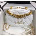 Hot Knockoff Chanel Lambskin Studs Camera Case Clutch Bag With Chain AS1511 White 2020 Collection AQ00761