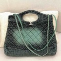 Hot Replica Chanel 31 Denim Medium Shopping Bag AS1407 Green/Black 2020 Collection AQ01514