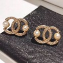 Imitation 1:1 Chanel Crystal CC Pearl CC Stud Earrings 02 2019 Collection AQ01190