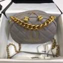 Imitation 1:1 Chanel Lambskin Studs Camera Case Clutch Bag With Chain AS1511 Grey 2020 Collection AQ03064