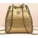 Imitation 1:1 Chanel Metallic Crocodile Embossed Gabrielle Small Backpack Bag A94485 Gold 2019 AQ01477