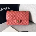 Imitation AAA Chanel original quality Medium Classic Flap Bag 1112 peach pink in sheepskin with gold Hardware AQ02897