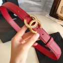 Imitation AAAAA Chanel Grianed Calfskin Belt 30mm with Crystal Metal CC Buckle Red 2019 Collection Belt AQ01084