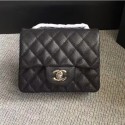 Imitation Best Chanel Classic Flap Mini Bag A1115 in Caviar Leather Black with Silver Hardware AQ04113
