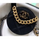 Imitation Chanel 19 Jersey Round Clutch with Chain Bag Black 2020 AQ04349
