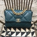 Imitation Chanel 19 Large Quilted Goatskin Flap Bag AS1161 Green 2019 Collection AQ01662