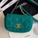 Imitation Chanel 19 Tweed Flap Waist Bag/Belt Bag AS1163 Green 2019 Collection AQ02396