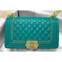 Imitation Chanel Boy Flap Medium Bag with Chain Trim Turquoise Green Cruise 2020 AQ03950