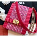 Imitation Chanel Boy North/South Small Flap Bag AS0130 Tweed Red 2019 AQ01454