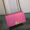 Imitation Chanel Calfskin Leather Medium Le Boy Flap Bag 25cm Rosy/Gold Collection AQ01025