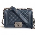Imitation Chanel Caviar Leather Boy Flap Small Bag Navy Blue/Silver AQ02582