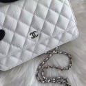 Imitation Chanel Caviar Leather Quilting Wallet On Chain WOC White AQ02090