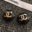 Imitation Chanel CC Round Stud Clip-on Earrings Black 2019 Collection AQ02046