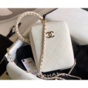Imitation Chanel Chain Handle Vertical Camera Case Bag White Runway 2020 AQ02225
