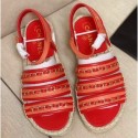 Imitation Chanel Chain Lambskin Espadrilles Sandals Red 2020 AQ03000