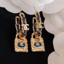 Imitation Chanel Chain Leather Lock Hoop Earrings AB3020 2019 Collection AQ02907