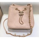 Imitation Chanel Charms Lambskin Drawstring Bucket Mini Bag Beige 2019 AQ01033