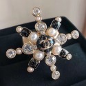 Imitation Chanel Crystal and Pearl Snowflake Ring AB1844 White/Black 2019 Collection AQ01759