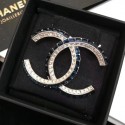 Imitation Chanel Double Square Crystal CC Brooch Crystal White/Dark Blue 2019 Collection AQ00705