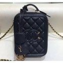 Imitation Chanel Grained Calfskin CC Filigree Vanity Case Bag AS0988 Black 2019 AQ02316