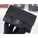 Imitation Chanel Grained Leather Classic Flap Card Holder A80799 Black/Silver AQ03541