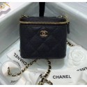 Imitation Chanel Grainy Leather Mini Vanity with Classic Chain AP1340 Black 2020 Collection AQ02299