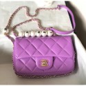 Imitation Chanel Lambskin Small Flap Bag with Imitation Pearls AS1436 Purple 2020 Collection AQ02737