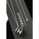 Imitation Chanel Large Necklace with Dice Pendant Silver/Black/Crystal 2018 AQ04362