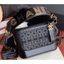 Imitation Chanel Logo Handle Lace Gabrielle Small Hobo Bag AS0865 Black 2019 AQ02445