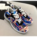 Imitation Chanel Multicolor Print Fabric & Calfskin Sneaker Blue 2020 Collection AQ04085