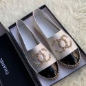 Imitation Chanel Patent Leather Crystal CC Espadrilles White 2019 Collection AQ00624