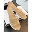 Imitation Chanel PVC Heel Mule Sandals Beige 2019 AQ04226