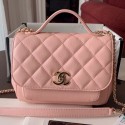 Imitation Chanel Quilted Grained Calfskin Mini Messenger Flap Top Handle Bag A93067 Pink 2019 Collection AQ01526