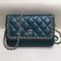 Imitation Chanel Quilted Lambskin Chain Trim Wallet on Chain WOC AP0674 Green 2019 Collection AQ03782