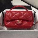 Imitation Chanel Quilted Lambskin Classic Small Flap Bag with Top Handle AS1114 Red 2019 Collection AQ01211