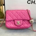 Imitation Chanel Quilted Leather Flap Bag with Crystal Ball AS1786 Pink 2020 Collection AQ00807