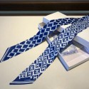 Imitation Chanel Quilting CC Print Silk Slim Bandeau Scarf 5x120cm Navy Blue 2020 Collection AQ02791