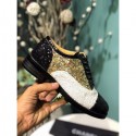 Imitation Chanel Sequins and Patent Calfskin Lace-ups Shoes G36208 Gold/White/Black 2020 Collection Shoes AQ01236