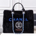 Imitation Chanel Shearling Deauville Large Shopping Bag Blue 2019 AQ00865