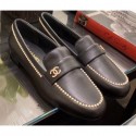 Imitation Chanel Top Quality Pearl Around Lambskin Loafers G35797 Black 2020 AQ02693