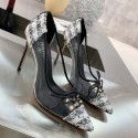 Imitation Chanel Tweed Transparent Lace-up High-Heel Pumps White 2019 Collection AQ03440