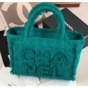 Imitation Chanel Wool Tweed Medium Zipped Shopping Bag AS0976 Green 2019 Collection AQ04373