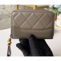 Imitation Fashion Chanel Aged Calfskin Gabrielle Zipped Coin Purse A84404 Gray AQ00539