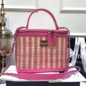 Imitation High Quality Chanel Rattan Woven Medium Vanity Case AS1347 Pink/Beige 2020 Collection AQ02546