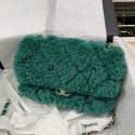 Imitation High Quality Chanel Shearling Lambskin Small Flap Bag AS1199 Green 2019 Collection AQ02018