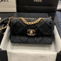 Imitation Top Chanel 19 Quilted Velvet Small Flap Bag AS1160 Black 2019 Collection AQ01460