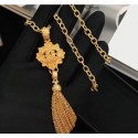 Imitation Top Chanel CC Bloom and Tassel Pendant Y Necklace Gold 2019 Collection AQ01592