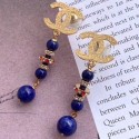 Imitation Top Chanel Vintage Textured Pearl Earrings Blue/White/Gold 2019 Collection AQ04037