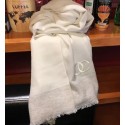 Knockoff AAA Chanel CC Logo Cashmere Scarf 90x200cm White 2019 AQ01600