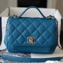 Knockoff AAA Chanel Quilted Grained Calfskin Mini Messenger Flap Top Handle Bag A93067 Blue 2019 Collection AQ00915